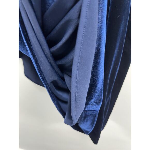 ALEX EVENINGS Plus Size Ruched Velvet Dress Blue Stones Size 16 A000149 - Picture 8 of 12